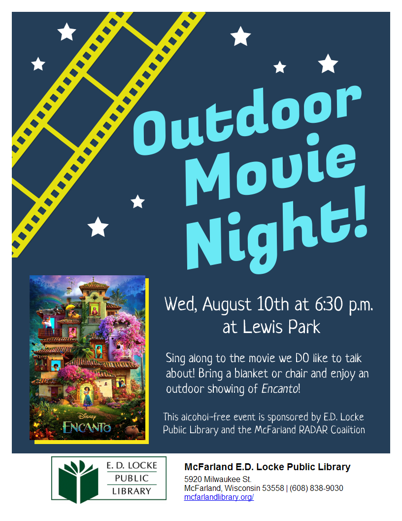 Outdoor Movie Night. Movie poster of Encanto. 