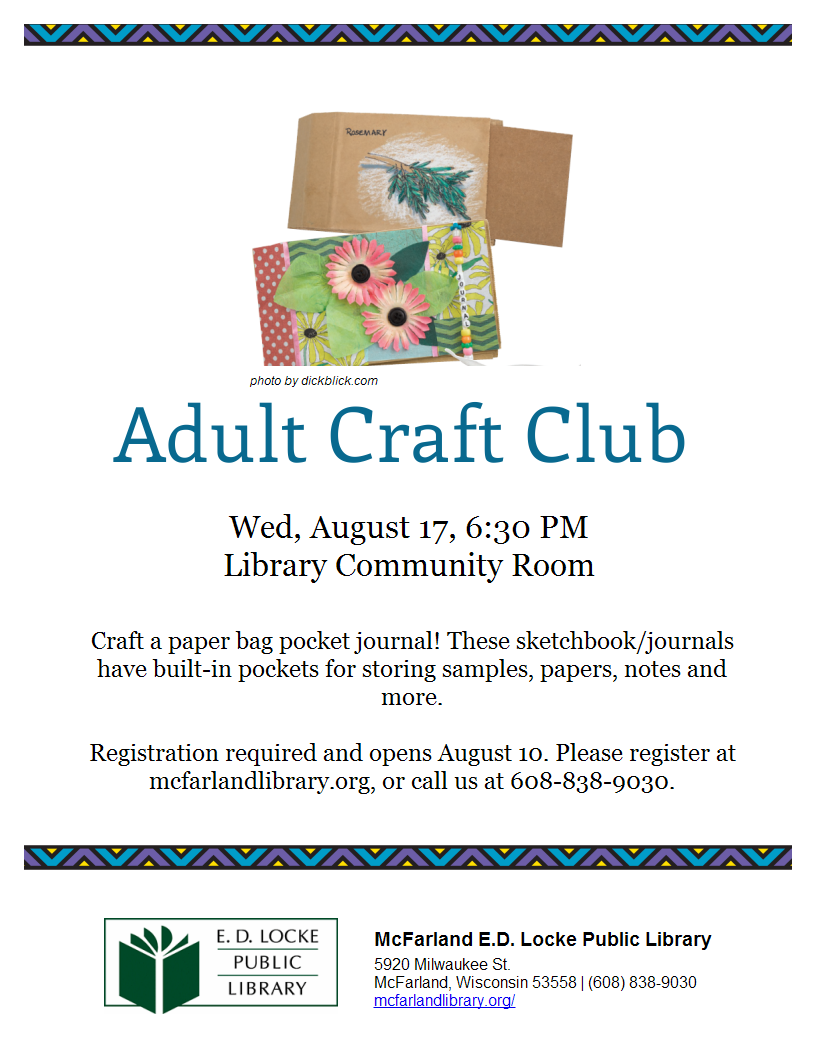 Adult Craft Club flyer