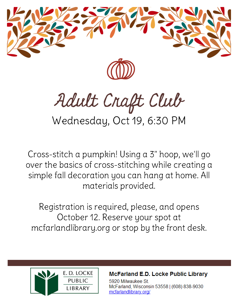 Adult Craft Club Flyer