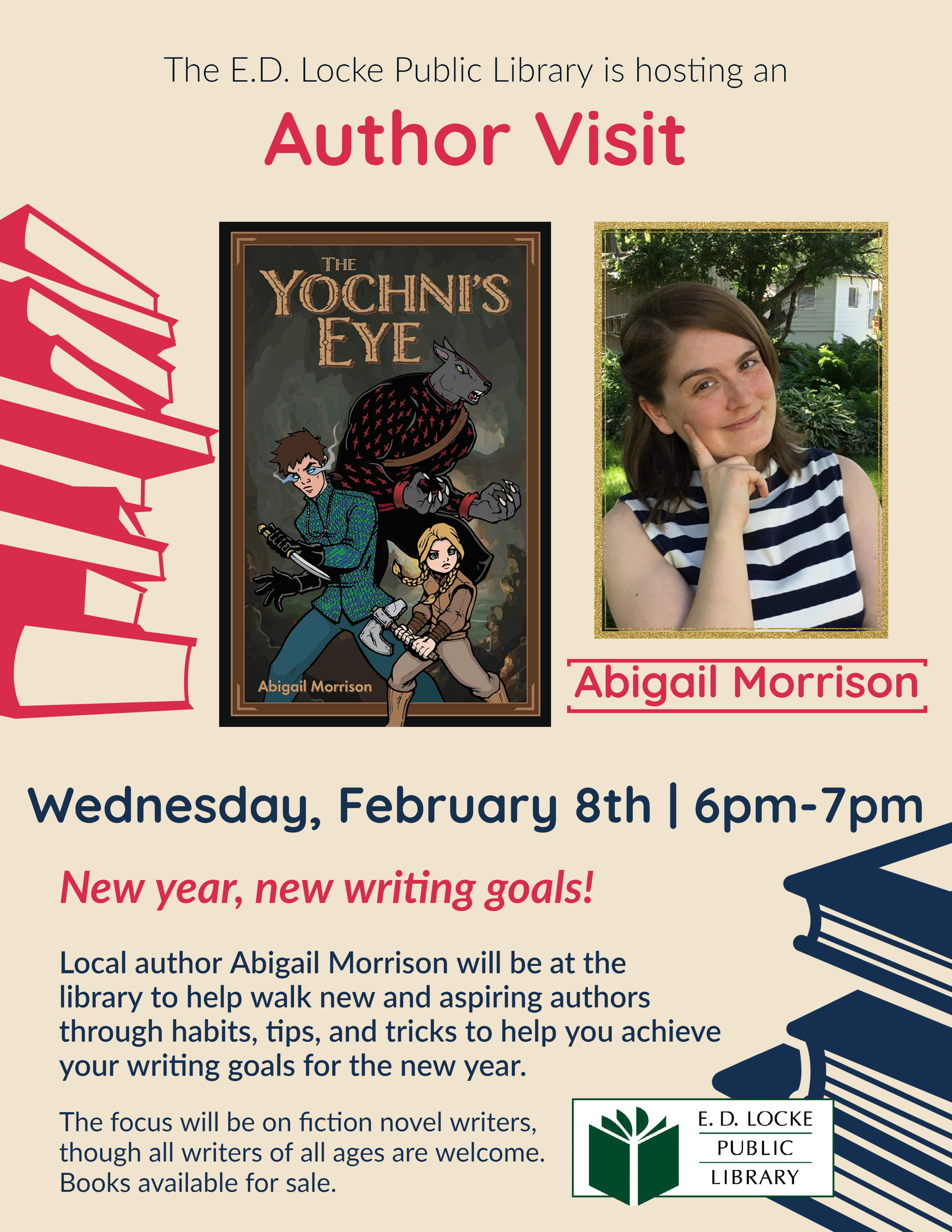 Author Visit Abigail Morrison Author Visit Abigail Morrison. Image of a book cover and author photo of a young woman.