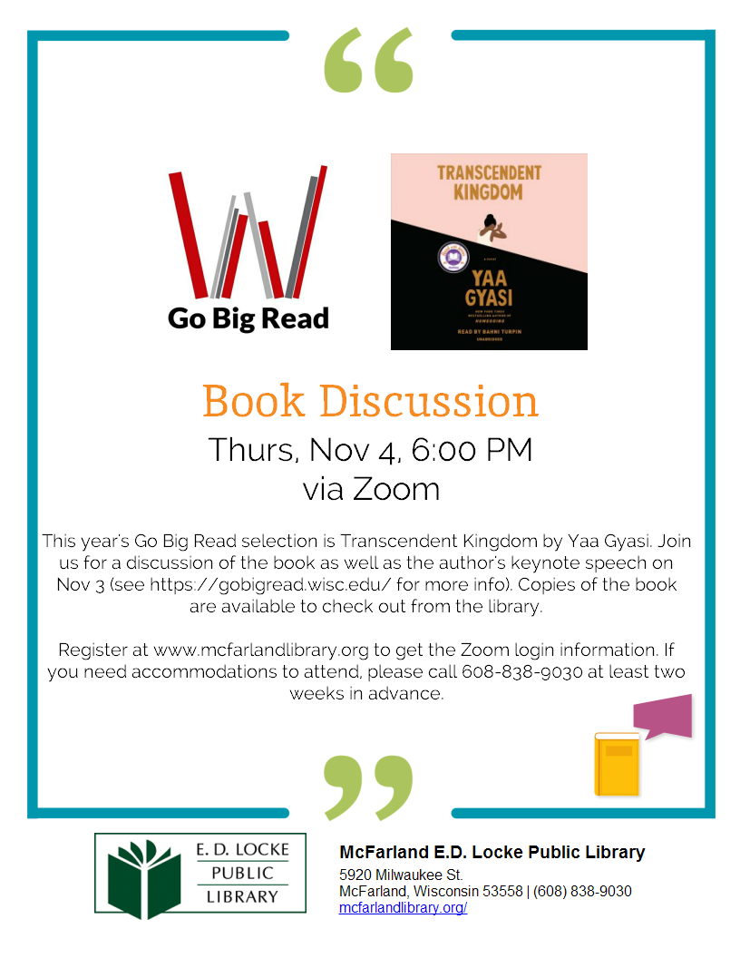 Go Big Read Discussion E D Locke Public Library