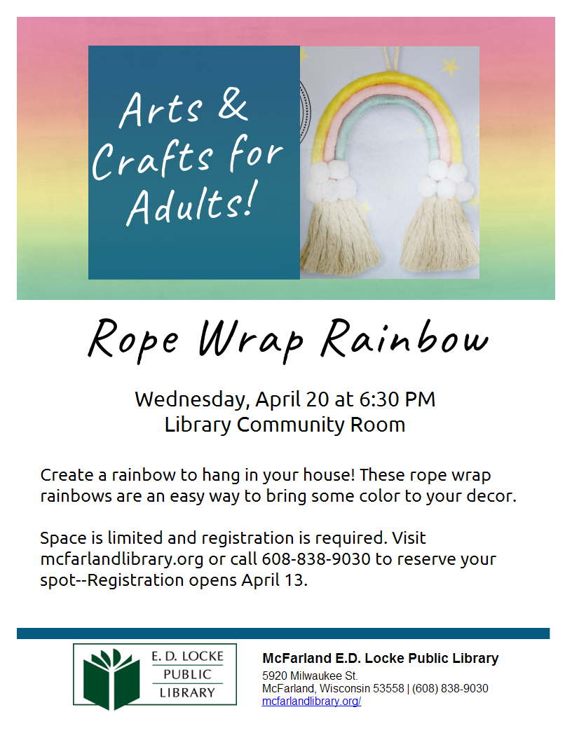 rope wrap rainbow craft club flyer