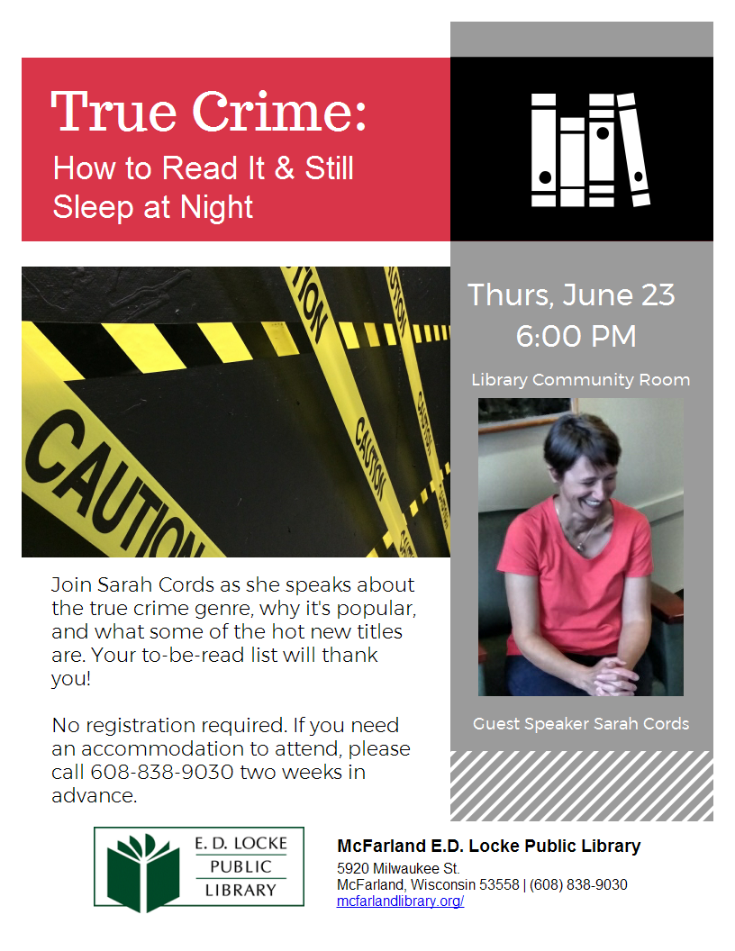 True Crime event flyer, June 23 at 6:00 PM