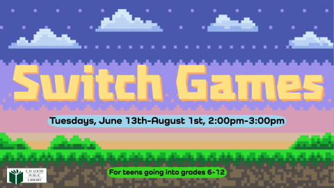 Switch Games Switch Games. Image of a pixelated landscape.