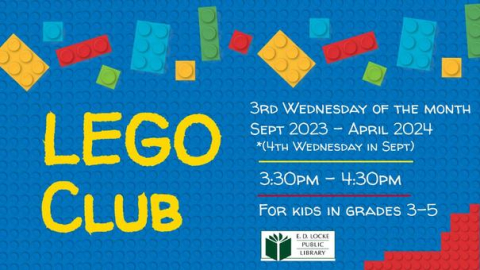 LEGO Club Blue background with colored LEGO bricks